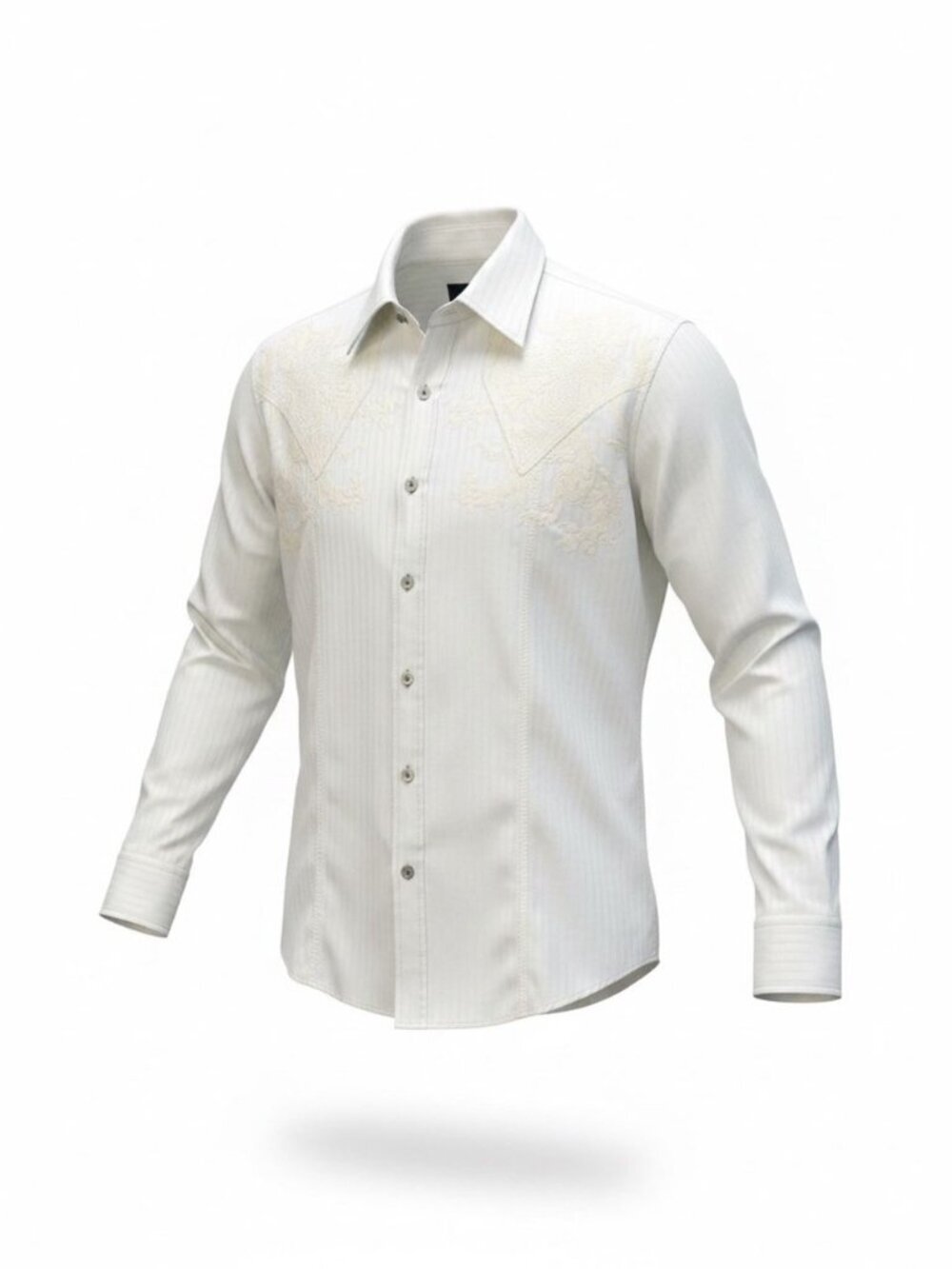 Roar Men's White Embroidered Shirt Sparta Club Wear Long Sleeve Size Small